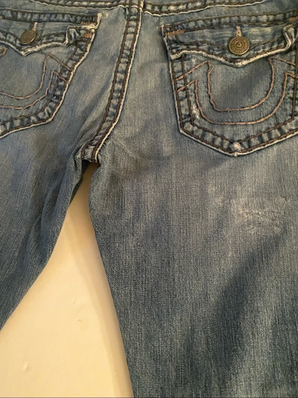 Two pairs of Vintage made in USA Men's True Religion Jeans.